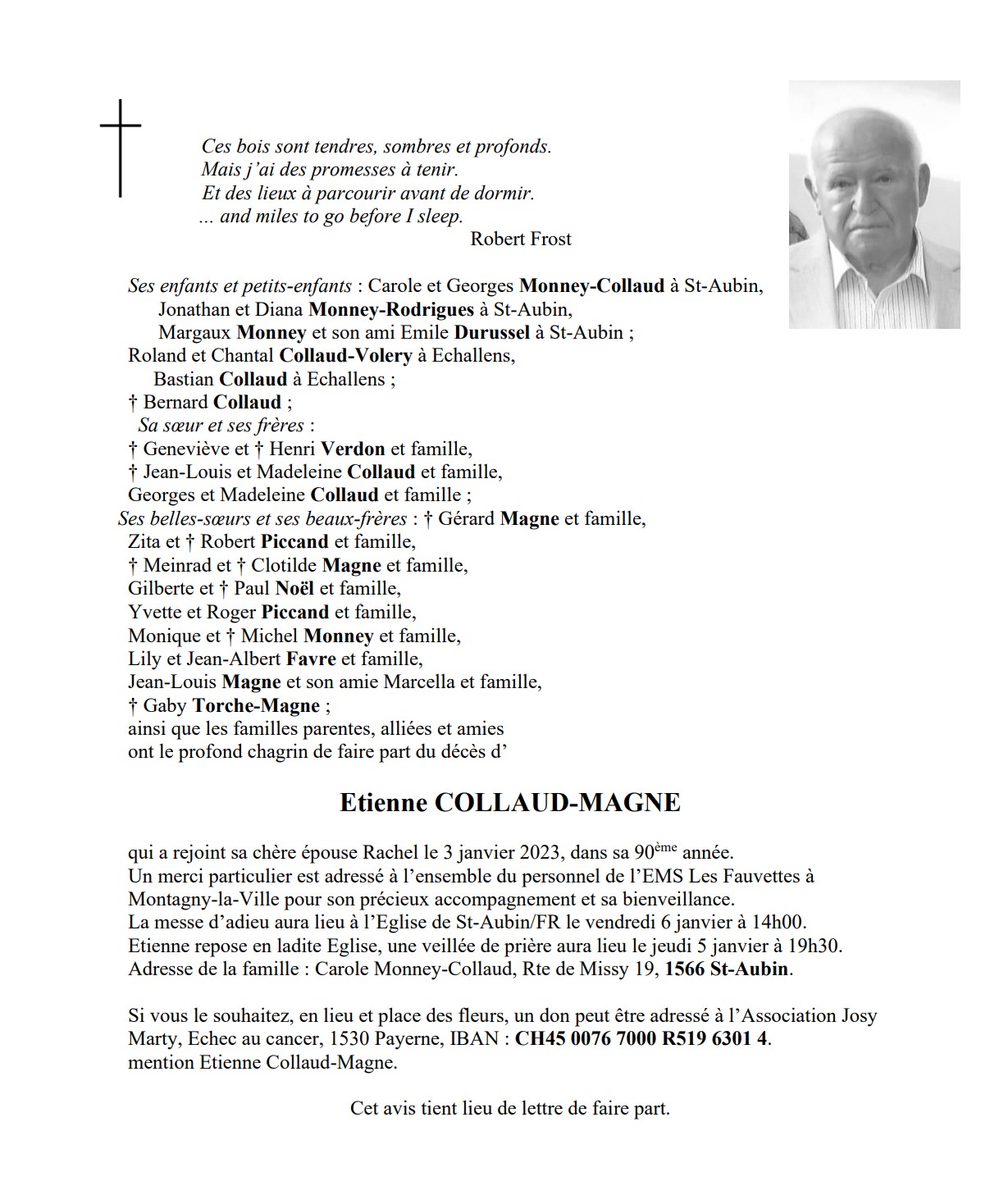 Etienne COLLAUDMAGNE Pompes Funèbres Générales SA Payerne